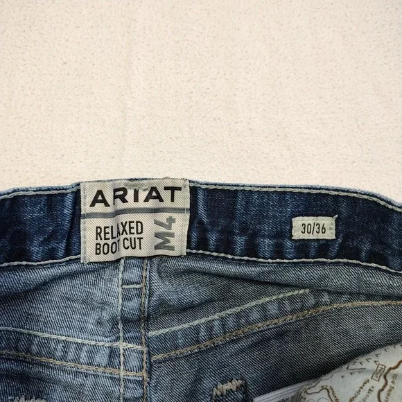 Ariat M4 Jeans Mens 30x36 Blue Medium Wash Low Rise Stretch Adkins Boot 10021767 - Picture 5 of 13